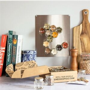 Magnetic Jars Includes 12 Large Empty Glass Jars 1/2 Cup Magnetic Metal Lids